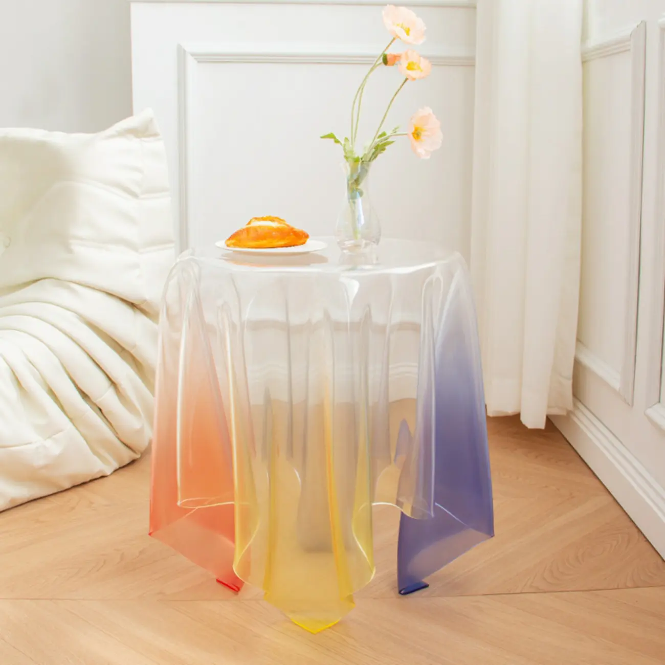 Stylish Plastic Round Acrylic End Table for Living Room Image - 1 | homeyfad