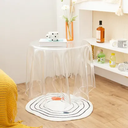 Stylish Plastic Round Acrylic End Table for Living Room Image - 4