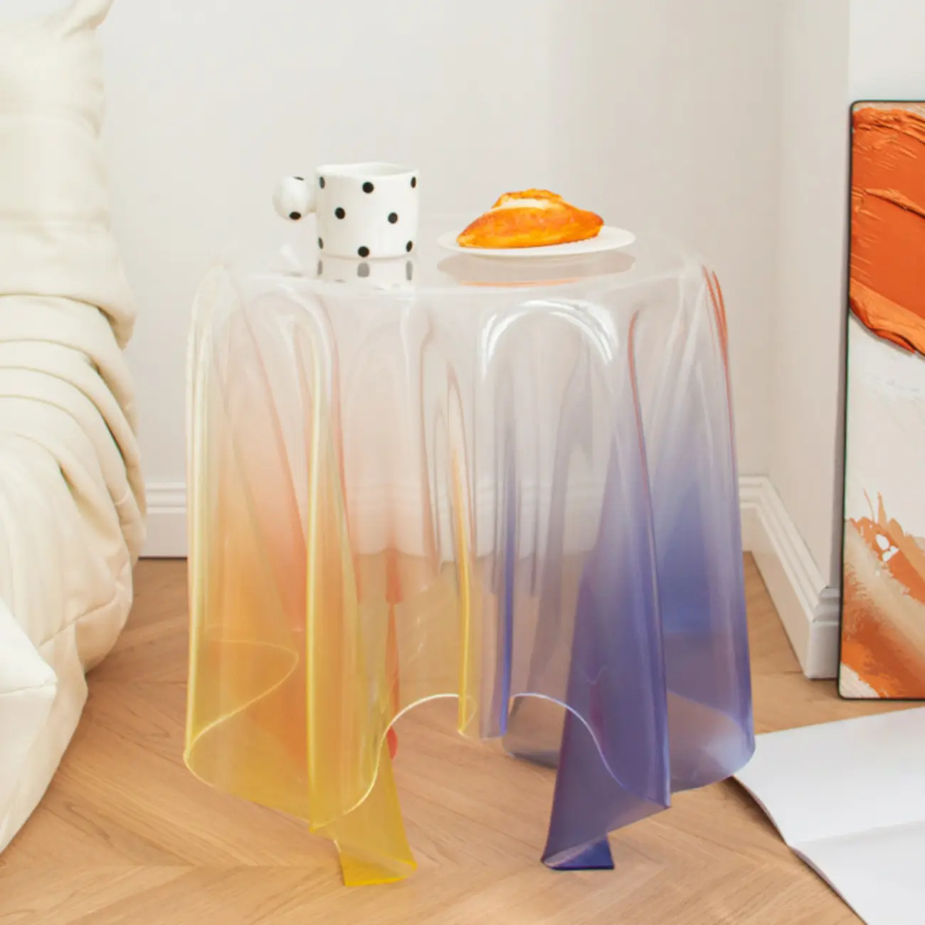 Stylish Plastic Round Acrylic End Table for Living Room Image - 7 | homeyfad