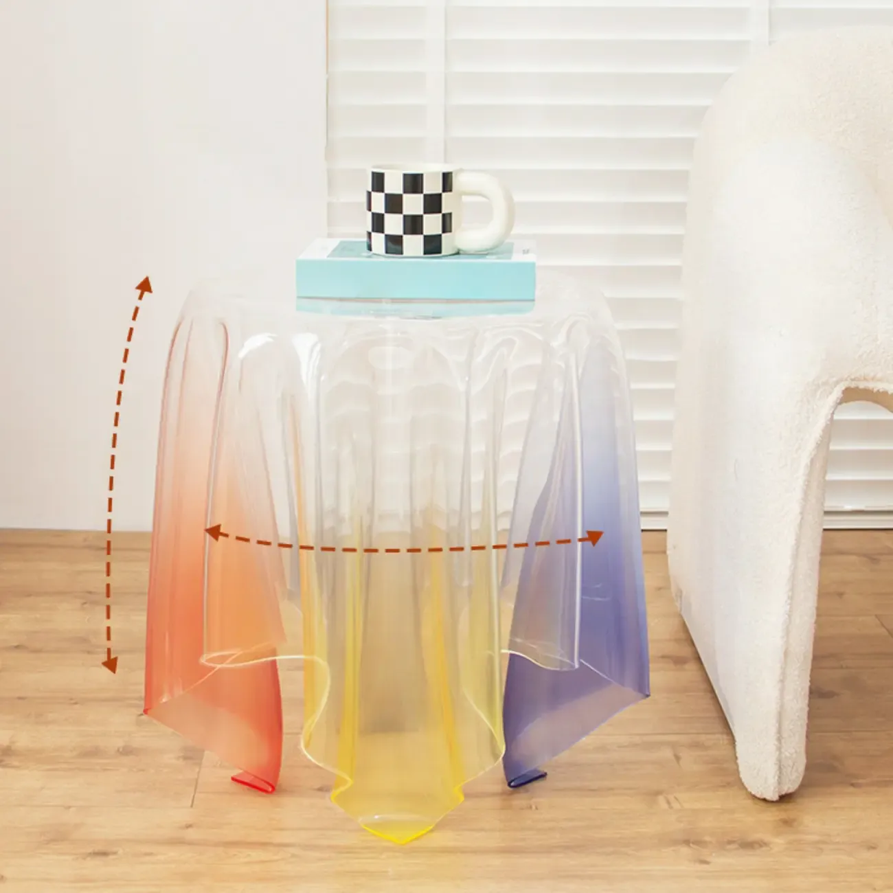 Stylish Plastic Round Acrylic End Table for Living Room Image - 8