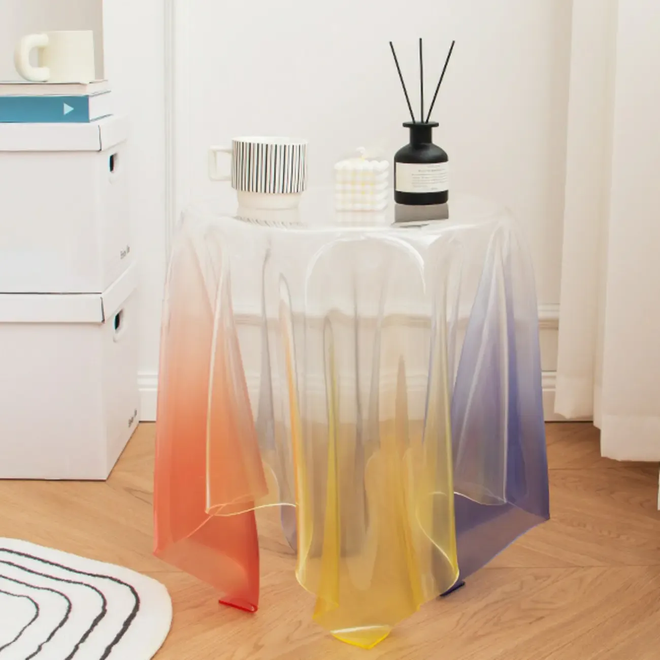 Stylish Plastic Round Acrylic End Table for Living Room Image - 9