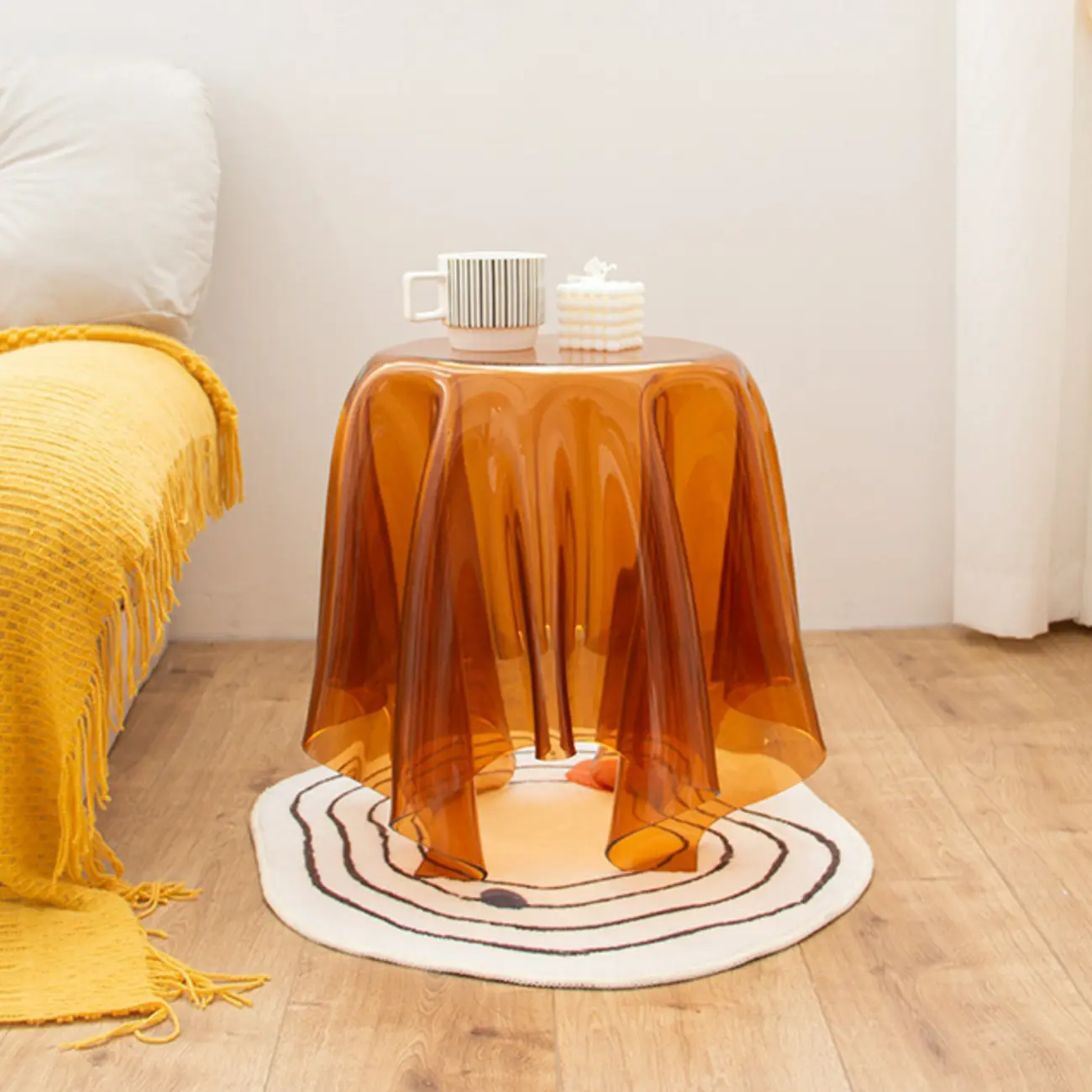 Stylish Plastic Round Acrylic End Table for Living Room Image - 1 | homeyfad