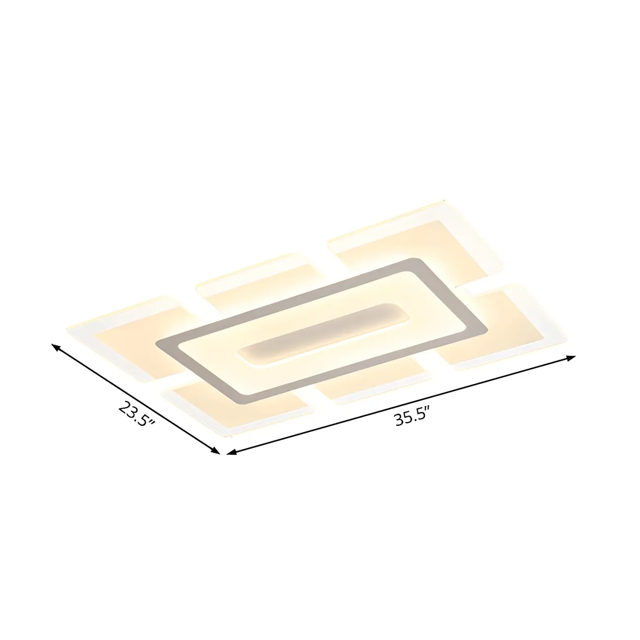 Modern White Acrylic Rectangular LED Flush Ceiling Light Image - 9 | homeyfad