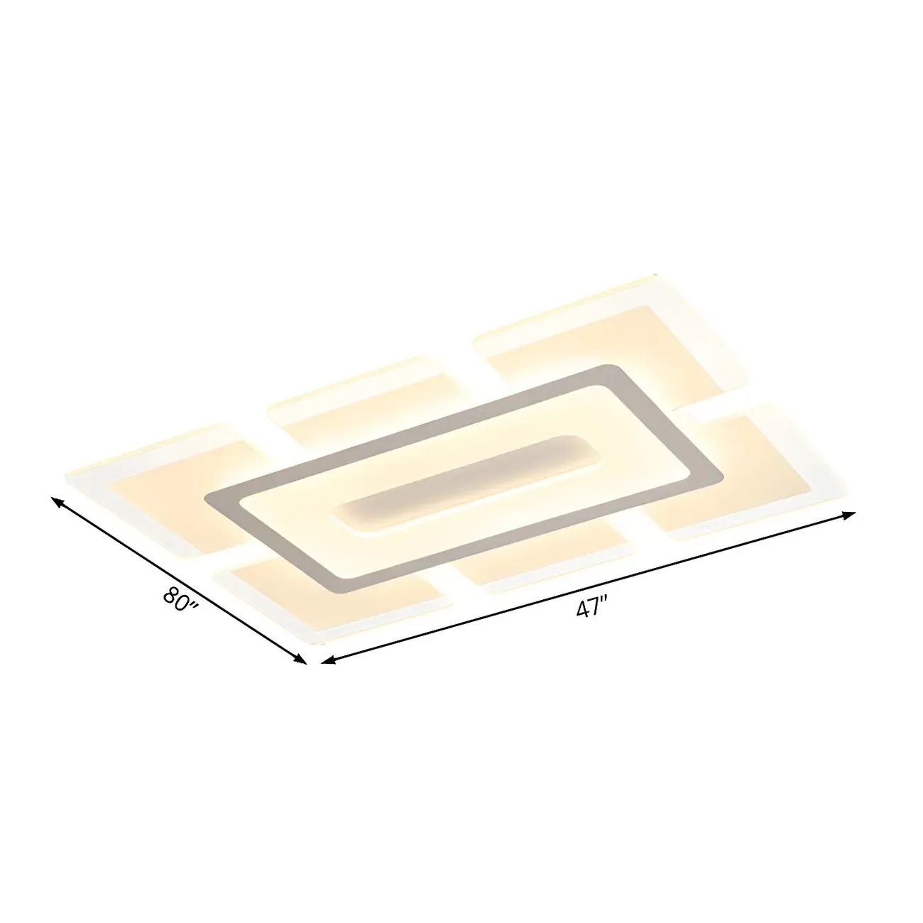 Modern White Acrylic Rectangular LED Flush Ceiling Light Image - 10