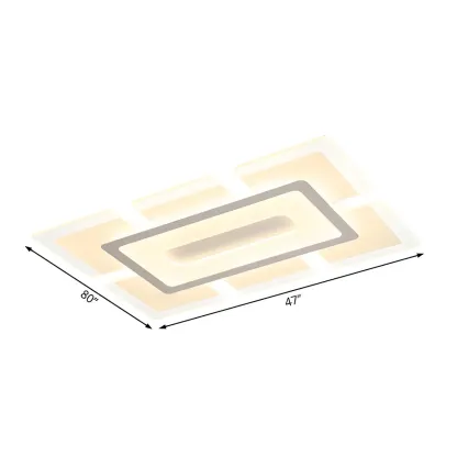 Modern White Acrylic Rectangular LED Flush Ceiling Light Image - 10