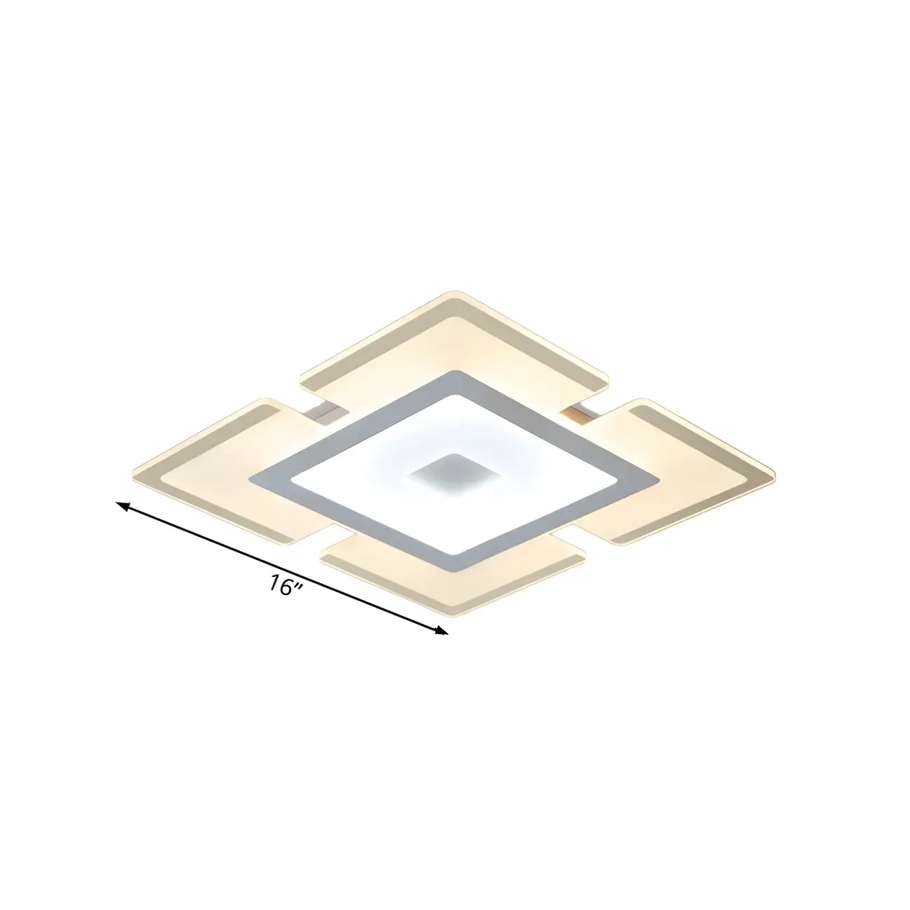 Modern White Acrylic Rectangular LED Flush Ceiling Light Image - 15