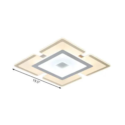 Modern White Acrylic Rectangular LED Flush Ceiling Light Image - 16