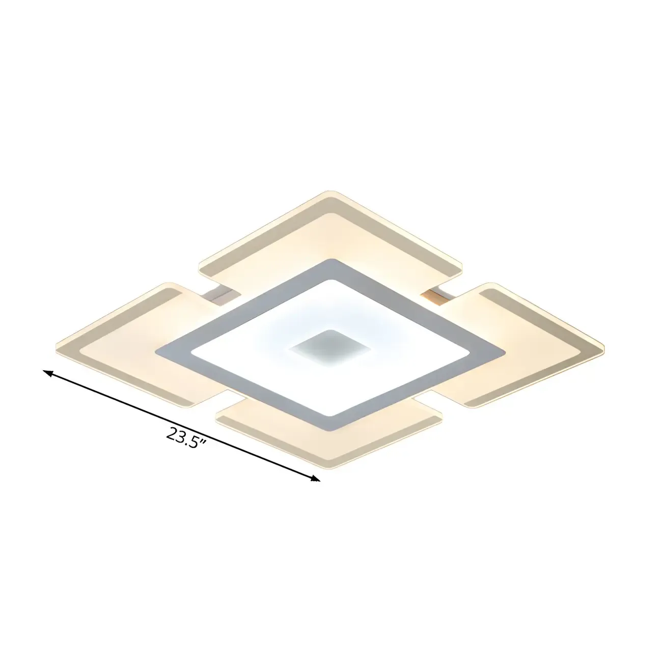 Modern White Acrylic Rectangular LED Flush Ceiling Light Image - 17