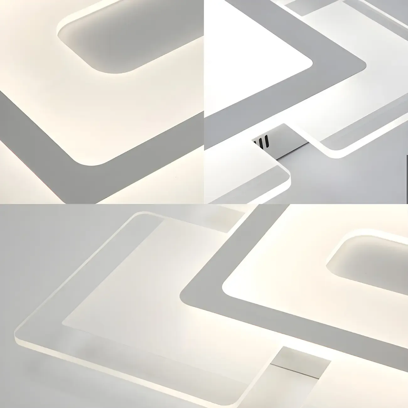 Modern White Acrylic Rectangular LED Flush Ceiling Light Image - 18