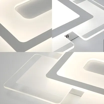 Modern White Acrylic Rectangular LED Flush Ceiling Light Image - 18