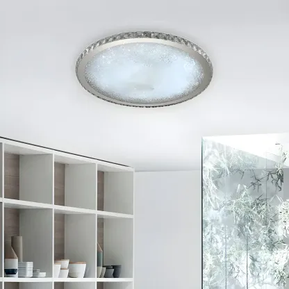 LED Gold Round Crystal Flush Mount Ceiling Light Image - 7