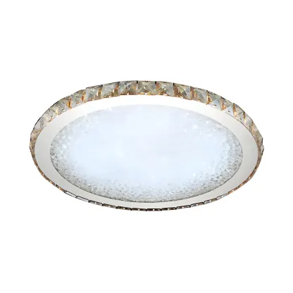LED Gold Round Crystal Flush Mount Ceiling Light Image - 8