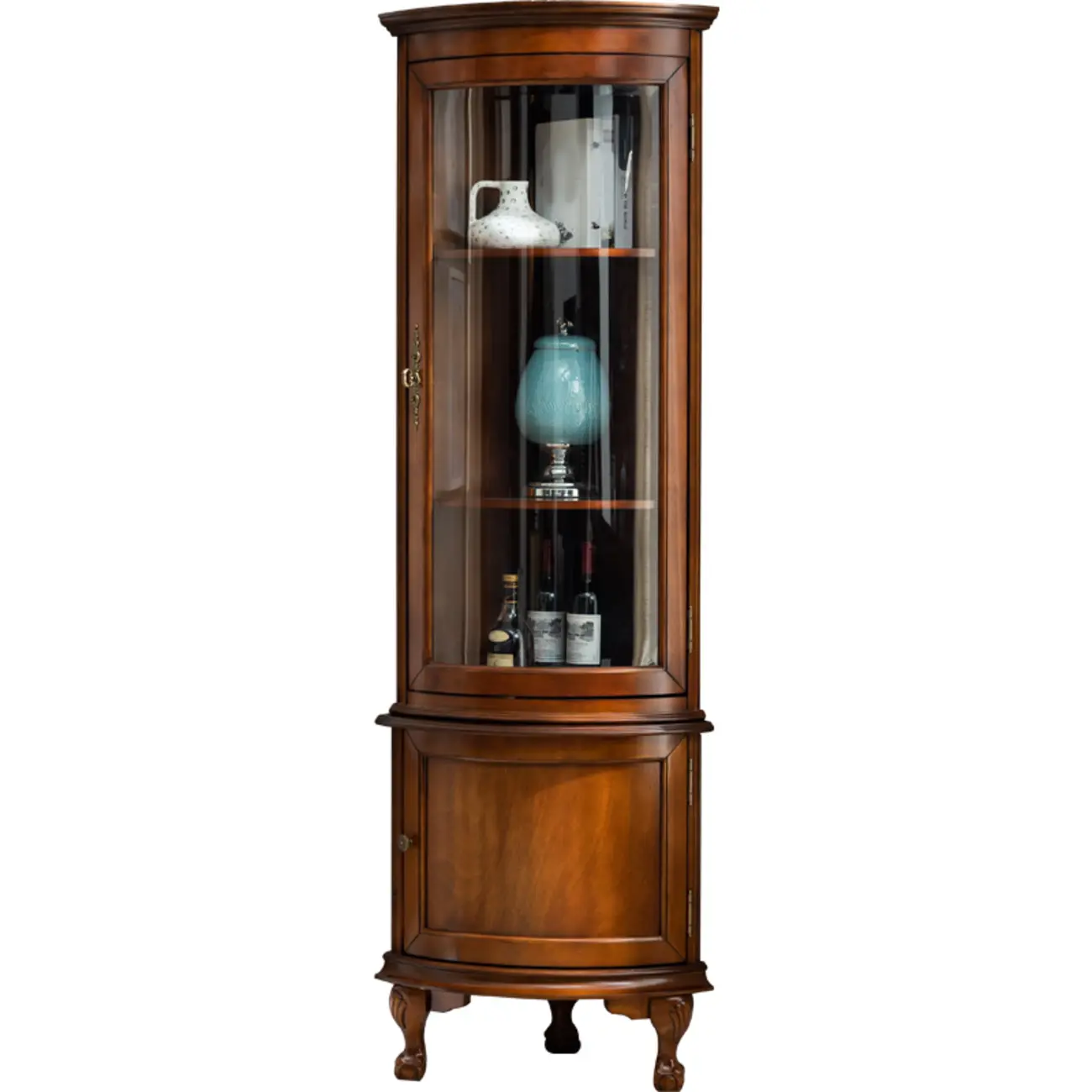Traditional Wood Medium Floor Corner Wine Cabinets Image - 10 | homeyfad