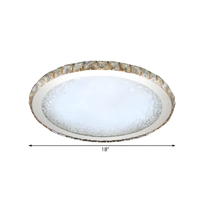 LED Gold Round Crystal Flush Mount Ceiling Light Image - 11