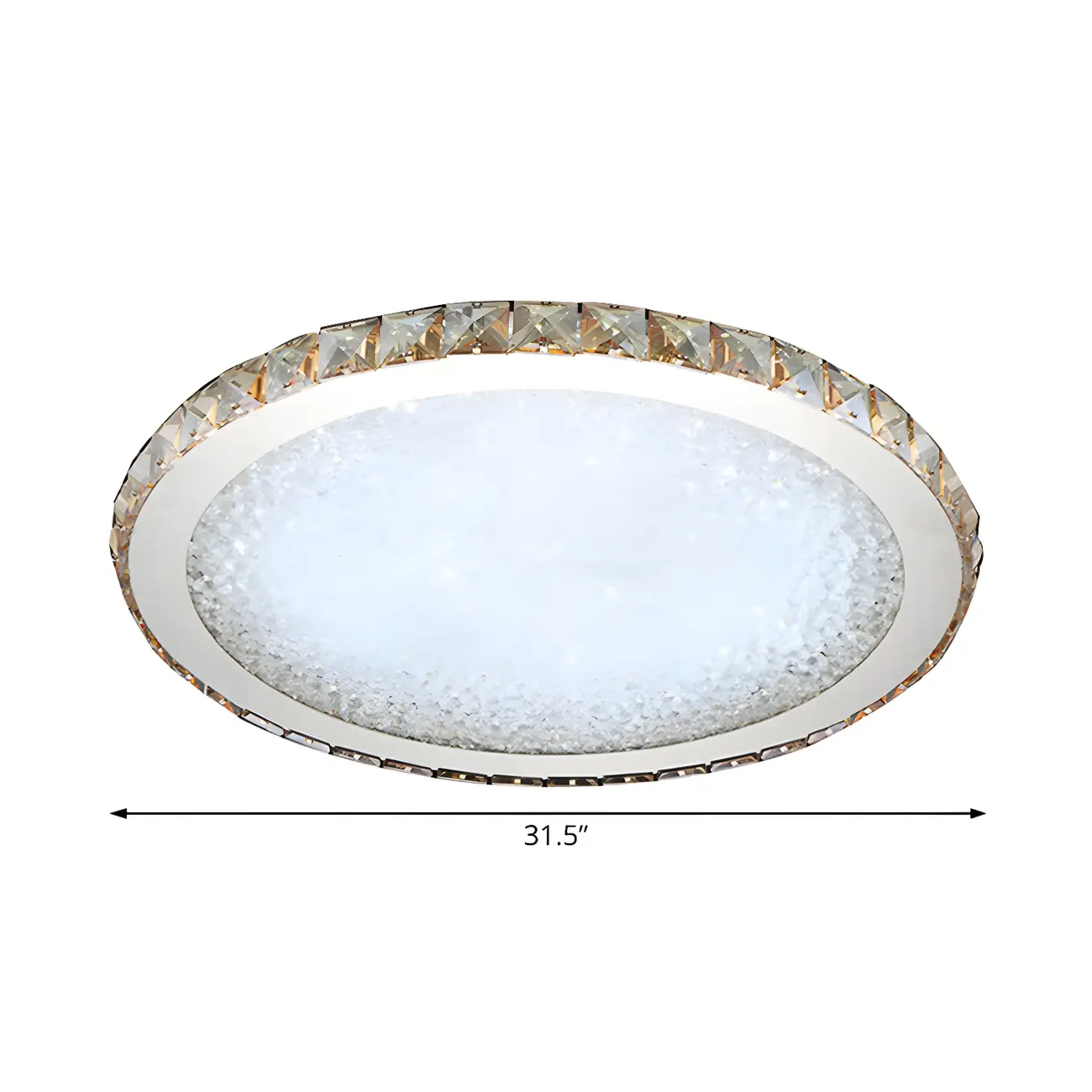 LED Gold Round Crystal Flush Mount Ceiling Light Image - 13 | homeyfad