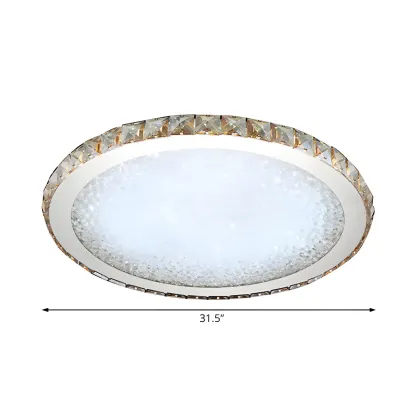 LED Gold Round Crystal Flush Mount Ceiling Light Image - 13