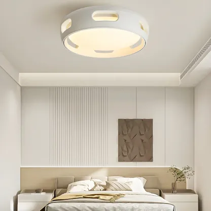 White Bladeless Flush Mount Ceiling Fan with Light Remote Control