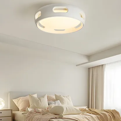 White Bladeless Flush Mount Ceiling Fan with Light Remote Control
