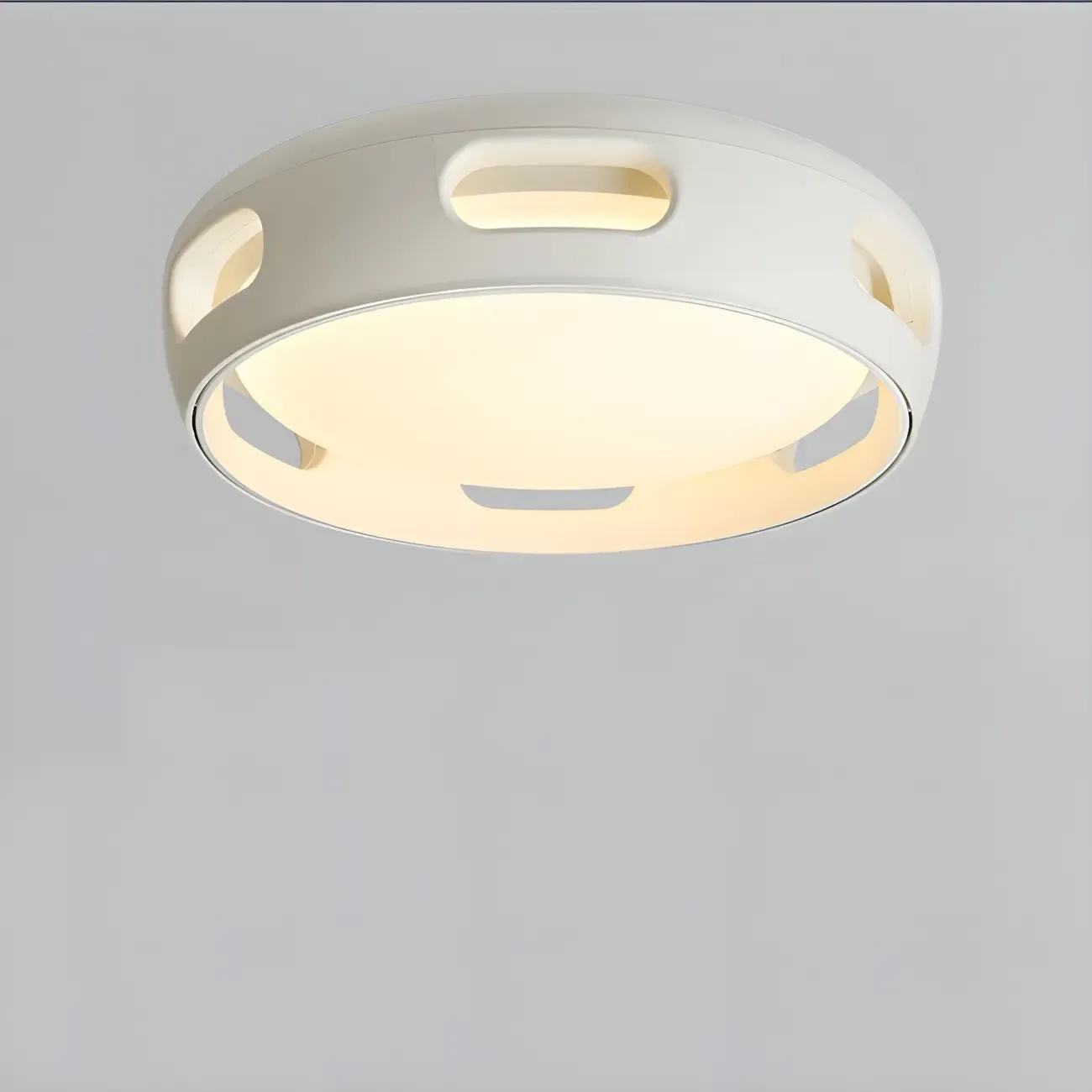 White Bladeless Flush Mount Ceiling Fan with Light Remote Control
