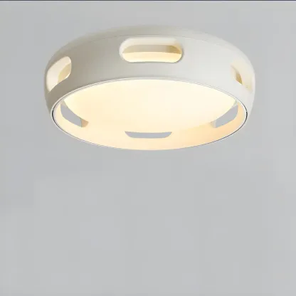 White Bladeless Flush Mount Ceiling Fan with Light Remote Control