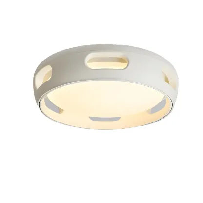 White Bladeless Flush Mount Ceiling Fan with Light Remote Control