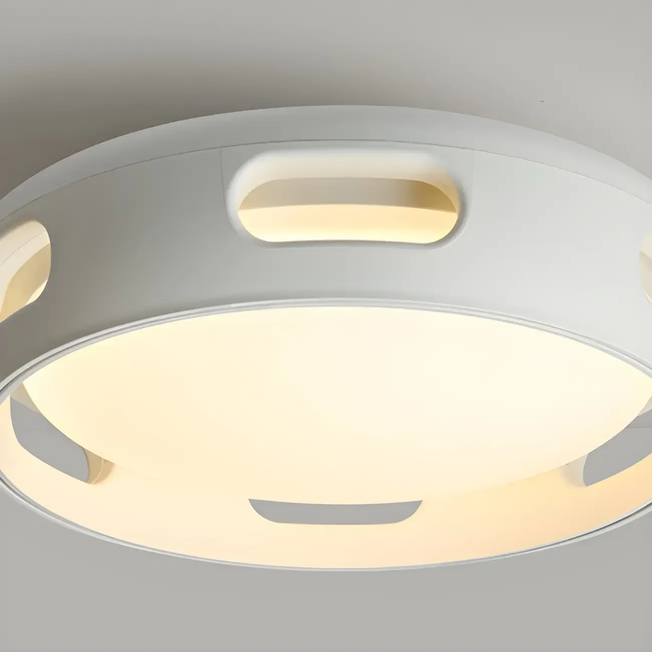 White Bladeless Flush Mount Ceiling Fan with Light Remote Control