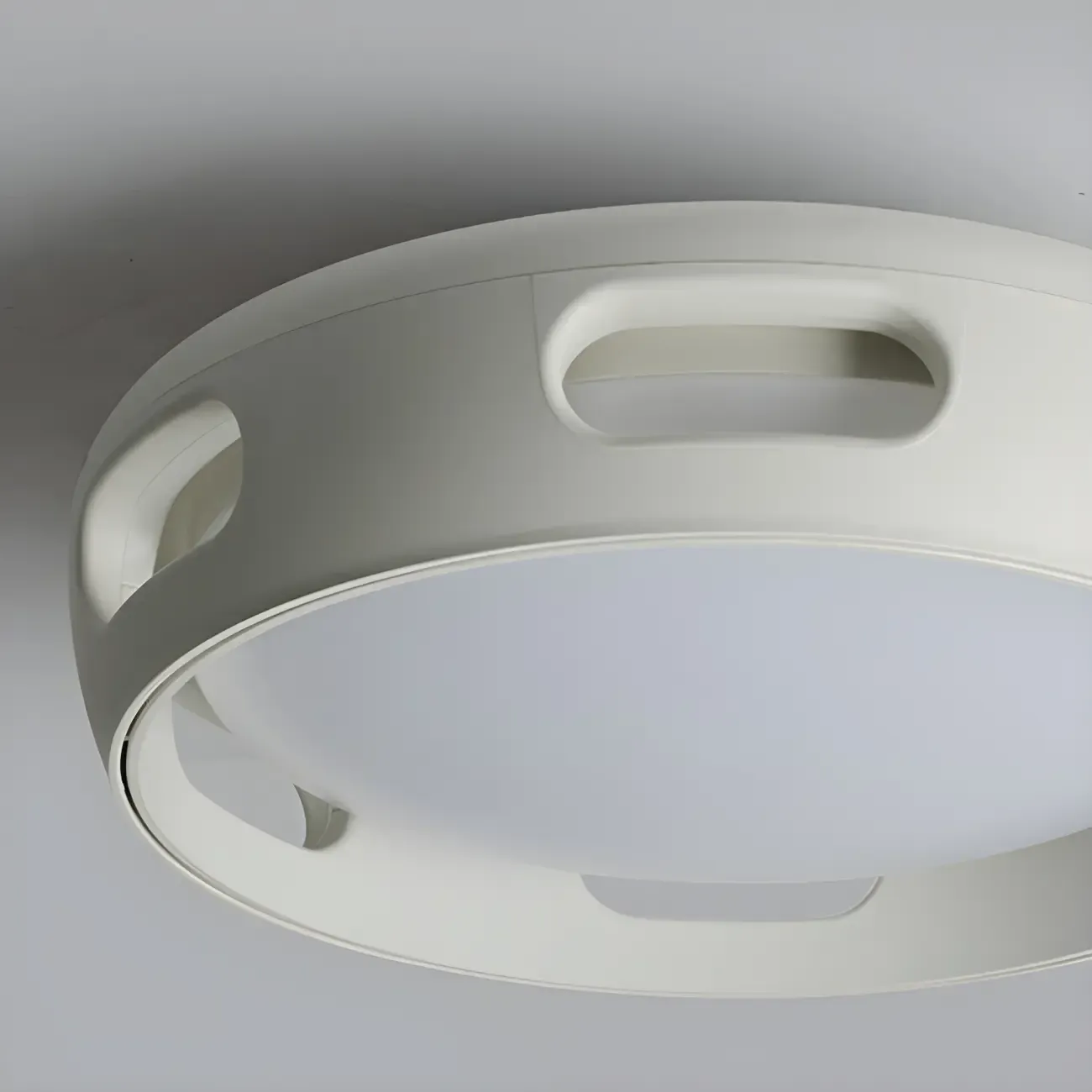 White Bladeless Flush Mount Ceiling Fan with Light Remote Control