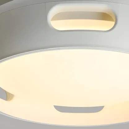 White Bladeless Flush Mount Ceiling Fan with Light Remote Control