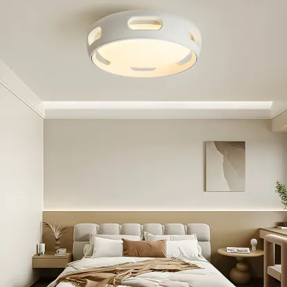 White Bladeless Flush Mount Ceiling Fan with Light Remote Control