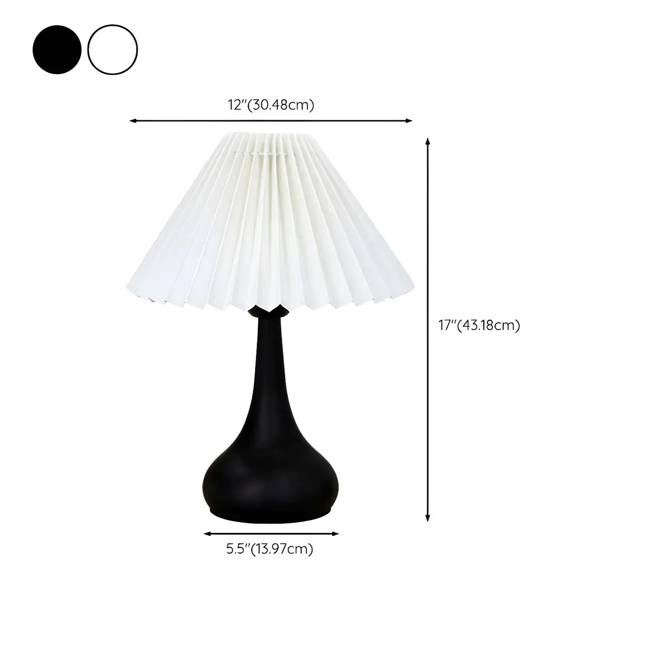 Modern Simple Black LED Table Lamp in Pleated Fabric Shade Image - 13