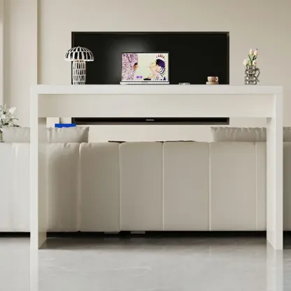 Modern White Stone Pine Wood Pedestal Bar Tables Image - 4