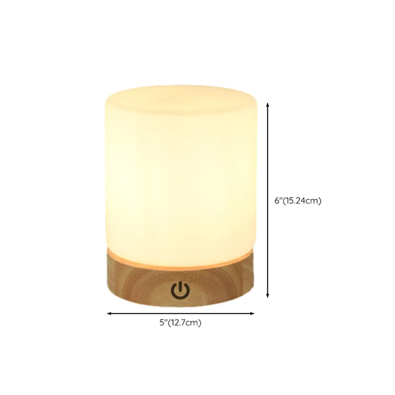 Natural Wood LED Square Glass Shade Cordless Table Lamp #size | homeyfad