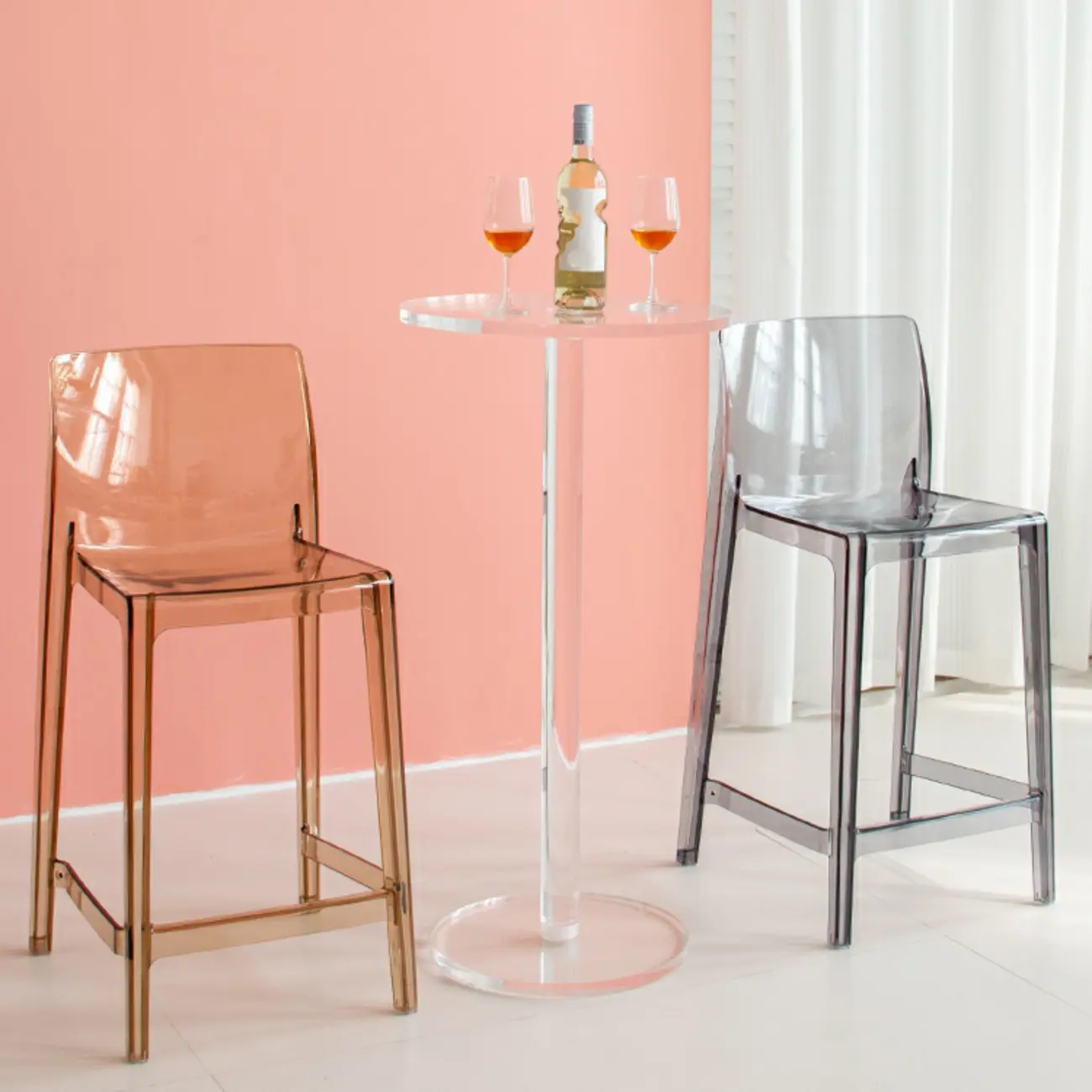 Modern Clear Acrylic Round Pedestal Bar Tables Image - 1 | homeyfad