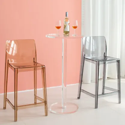 Modern Clear Acrylic Round Pedestal Bar Tables Image - 1
