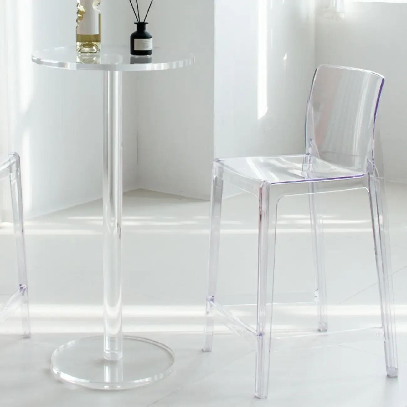 Modern Clear Acrylic Round Pedestal Bar Tables Image - 3