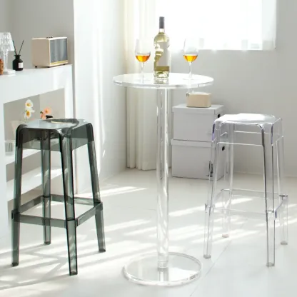 Modern Clear Acrylic Round Pedestal Bar Tables Image - 4