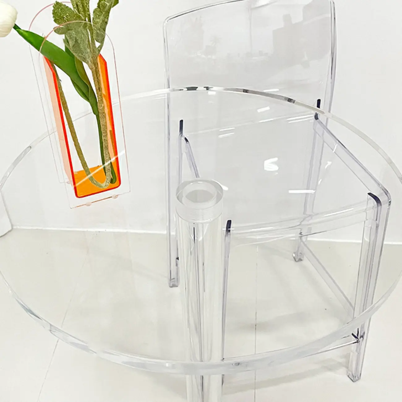 Modern Clear Acrylic Round Pedestal Bar Tables Image - 7 | homeyfad