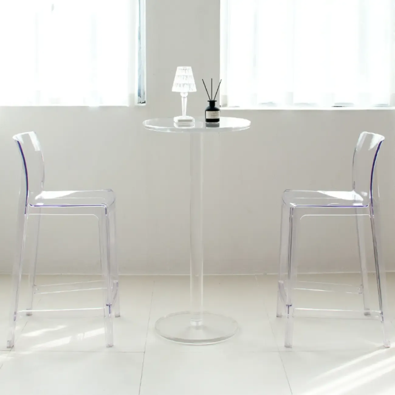 Modern Clear Acrylic Round Pedestal Bar Tables Image - 11