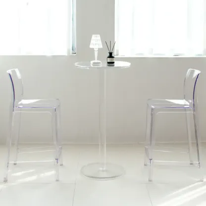 Modern Clear Acrylic Round Pedestal Bar Tables Image - 11