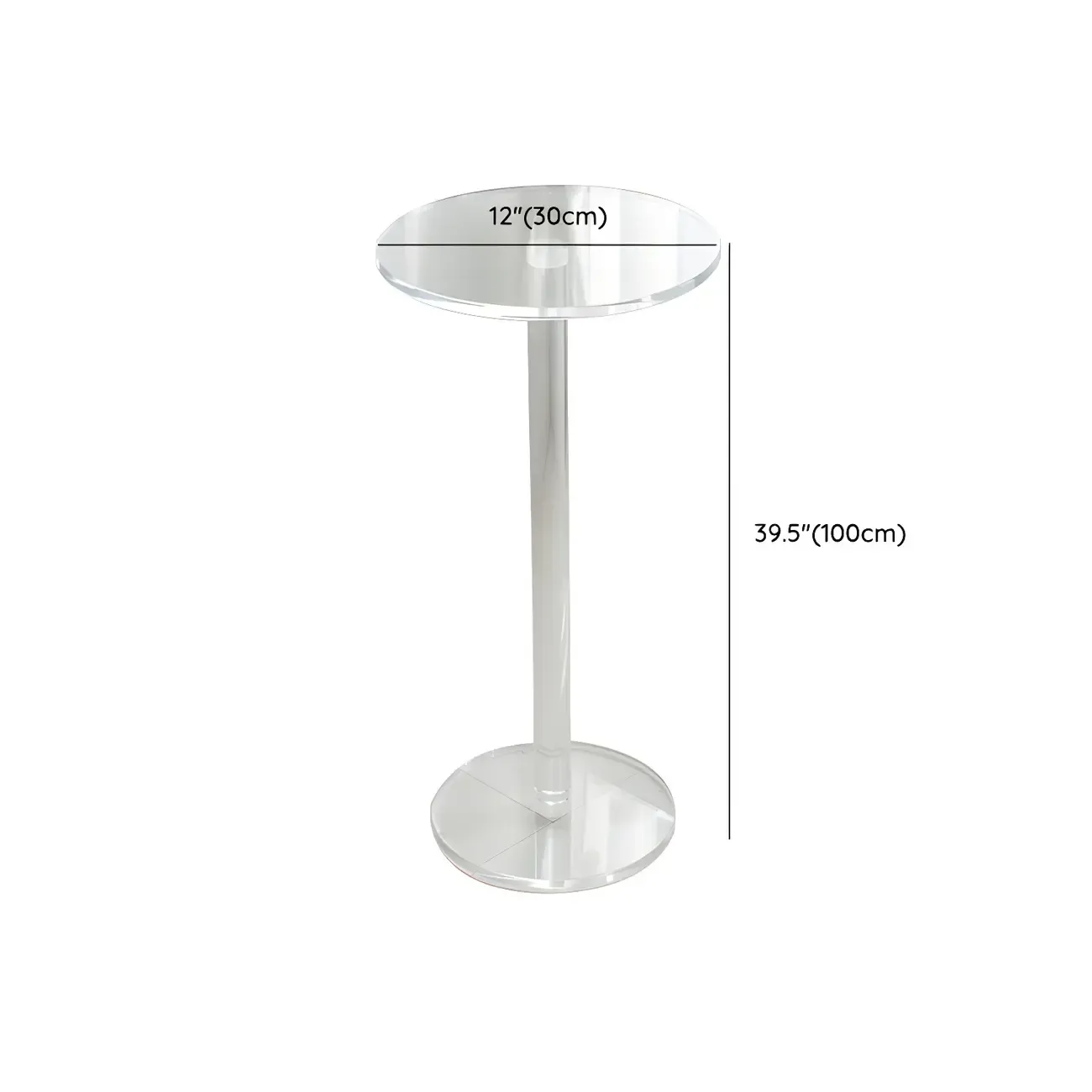 Modern Clear Acrylic Round Pedestal Bar Tables #size