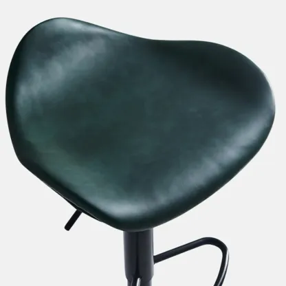 Modern Red Brown Leather Swivel Adjustable Bar Stool Image - 12