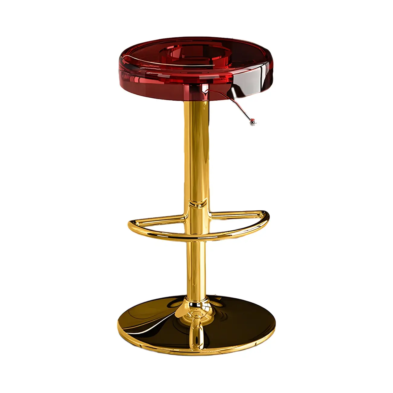 Acrylic Round Red Swivel Bar Stool