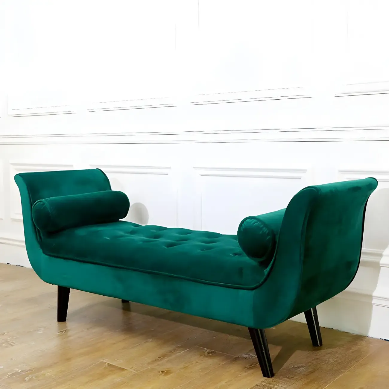 Modern Solid Flannel Upholstered Chaise Lounge Image - 2