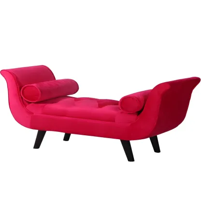 Modern Solid Flannel Upholstered Chaise Lounge Image - 13