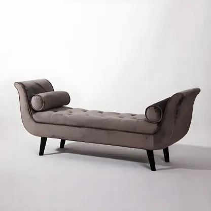 Modern Solid Flannel Upholstered Chaise Lounge Image - 7