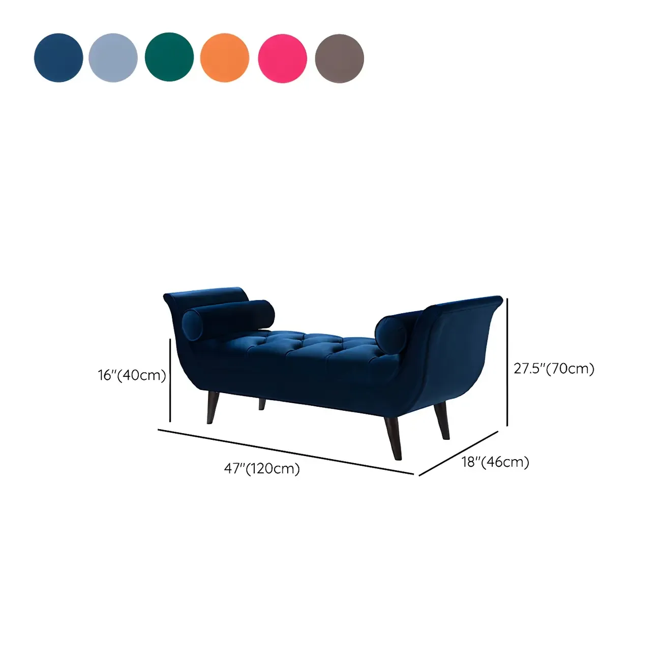 Modern Solid Flannel Upholstered Chaise Lounge #size