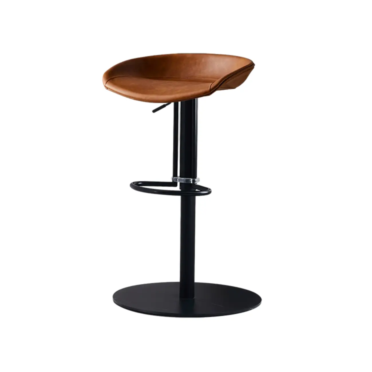 Modern Black Leather Swivel Adjustable Bar Stool Image - 11 | homeyfad