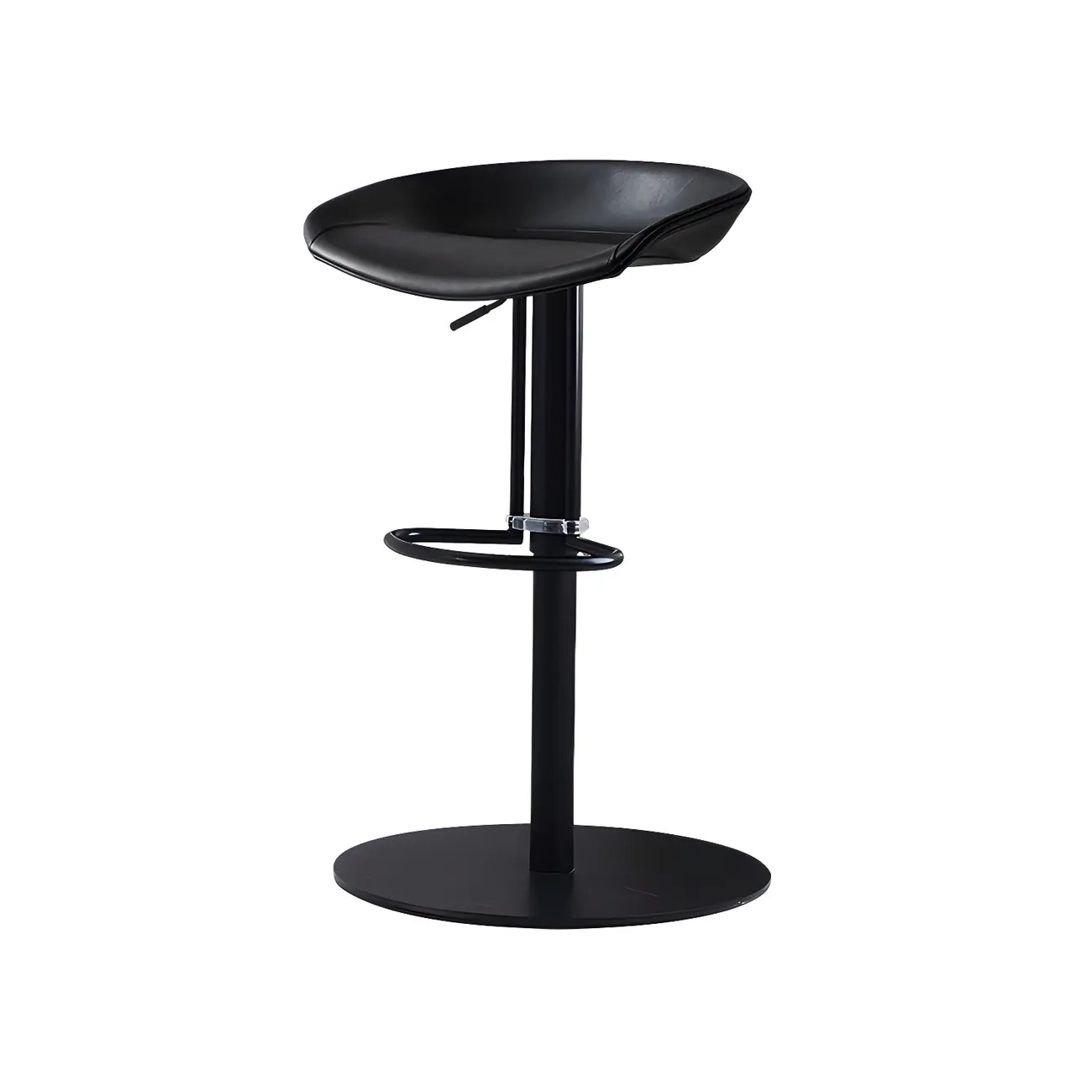 Modern Black Leather Swivel Adjustable Bar Stool Image - 12 | homeyfad