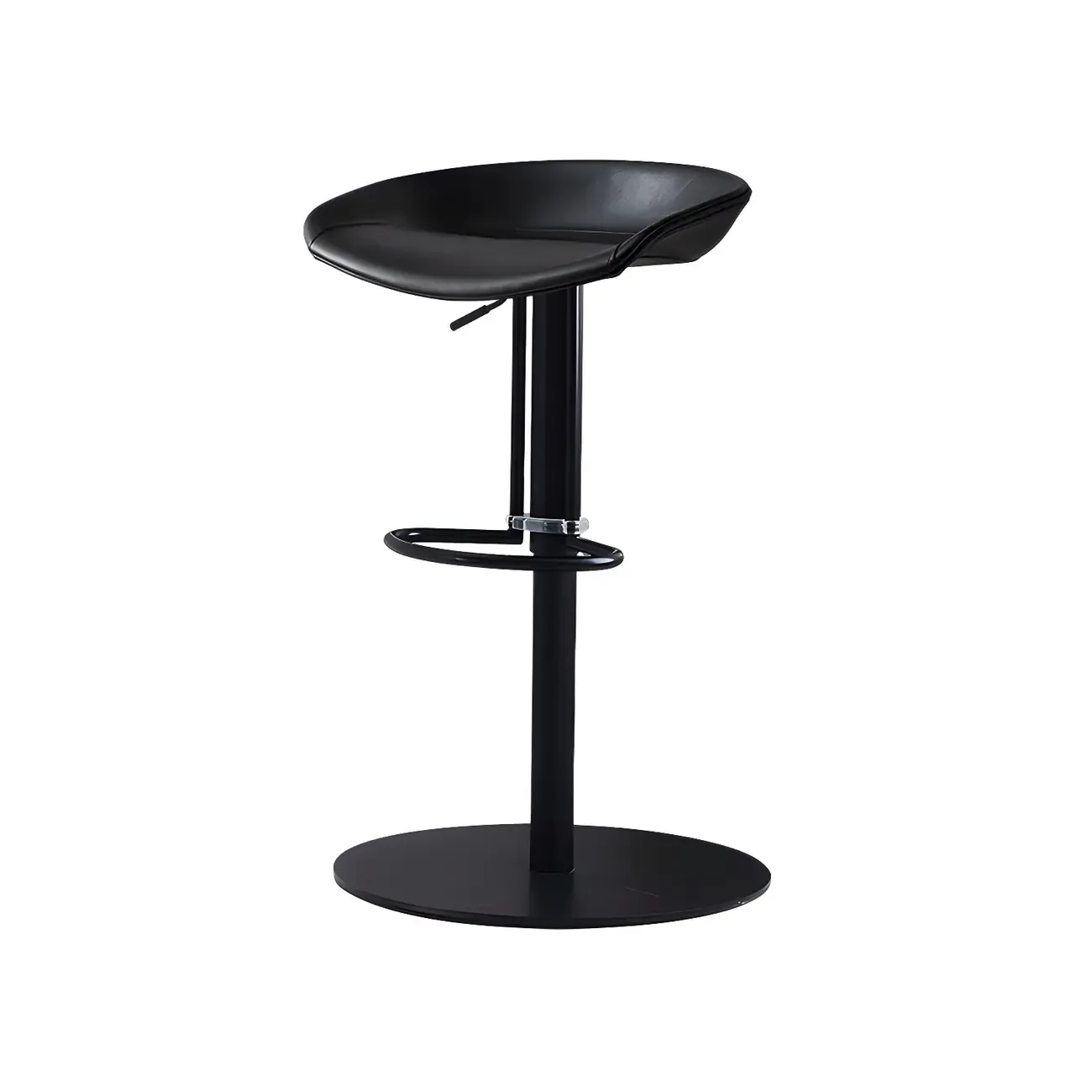 Modern Black Leather Swivel Adjustable Bar Stool Image - 12