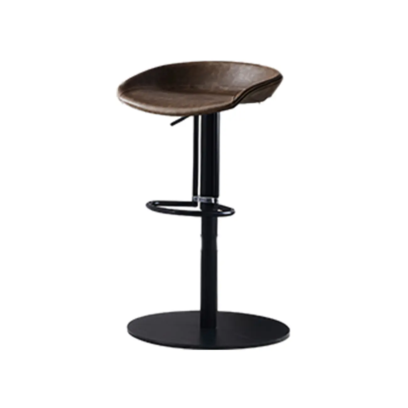 Modern Black Leather Swivel Adjustable Bar Stool Image - 13 | homeyfad